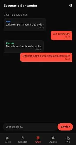 Chat de la sala en InJoy