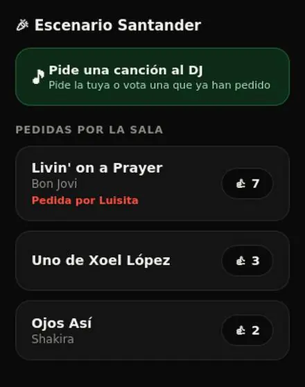 Peticiones de canciones al DJ en InJoy